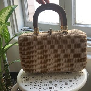 Wicker basket mini bag
